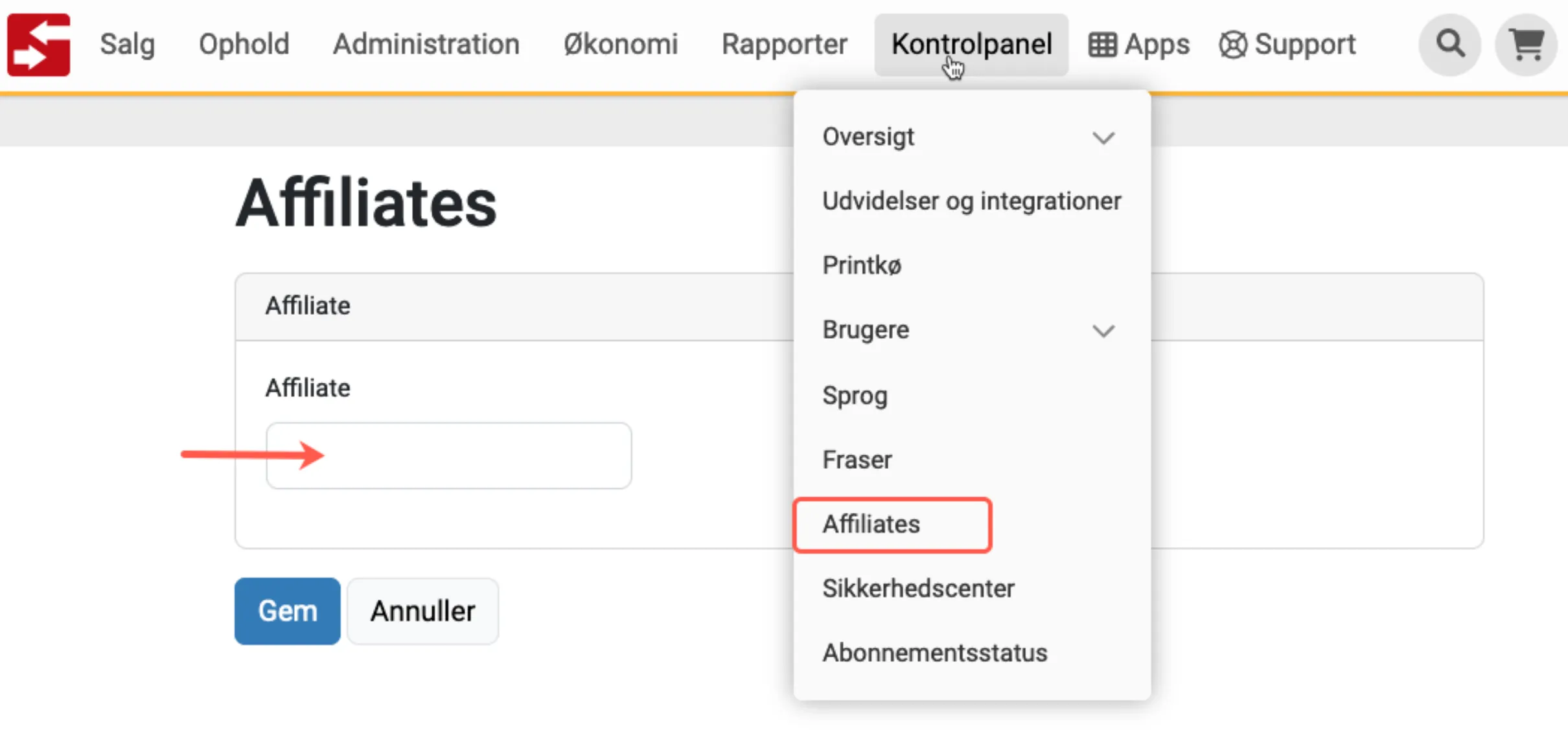 Opret affiliate