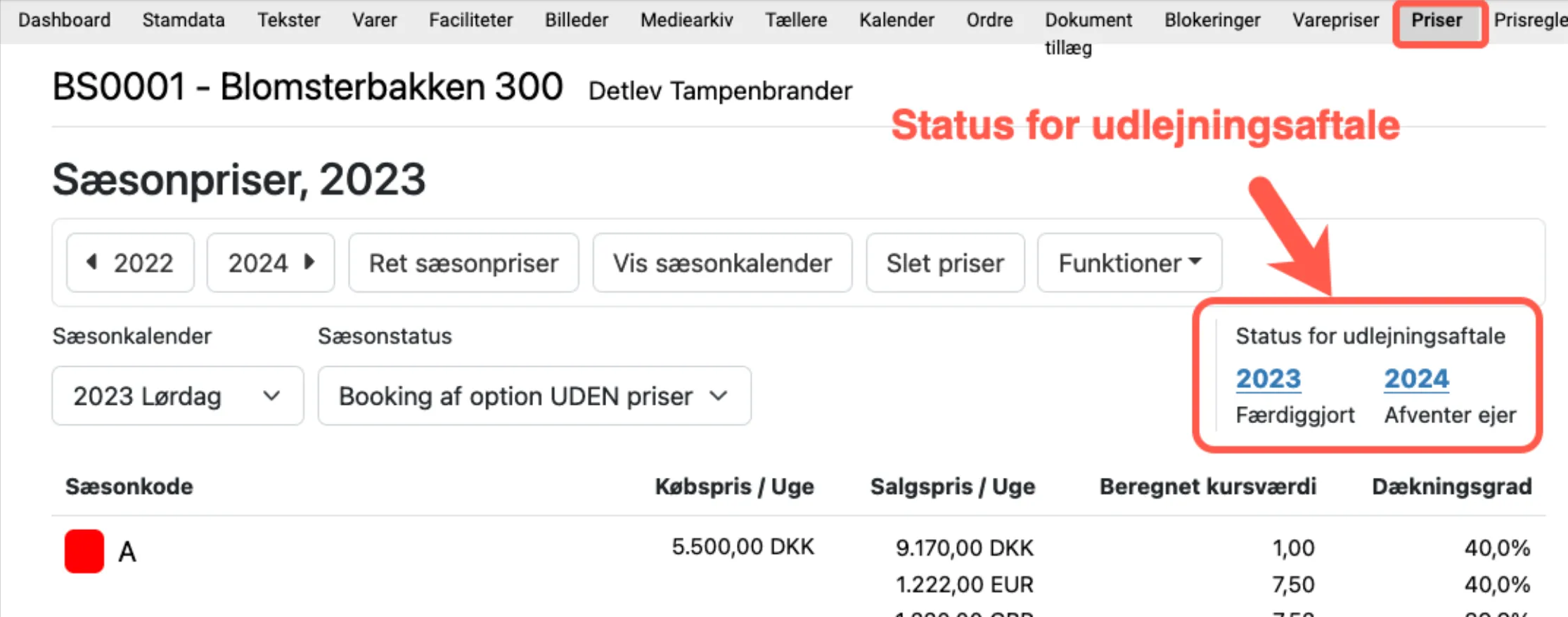 Status for udlejningsaftaler