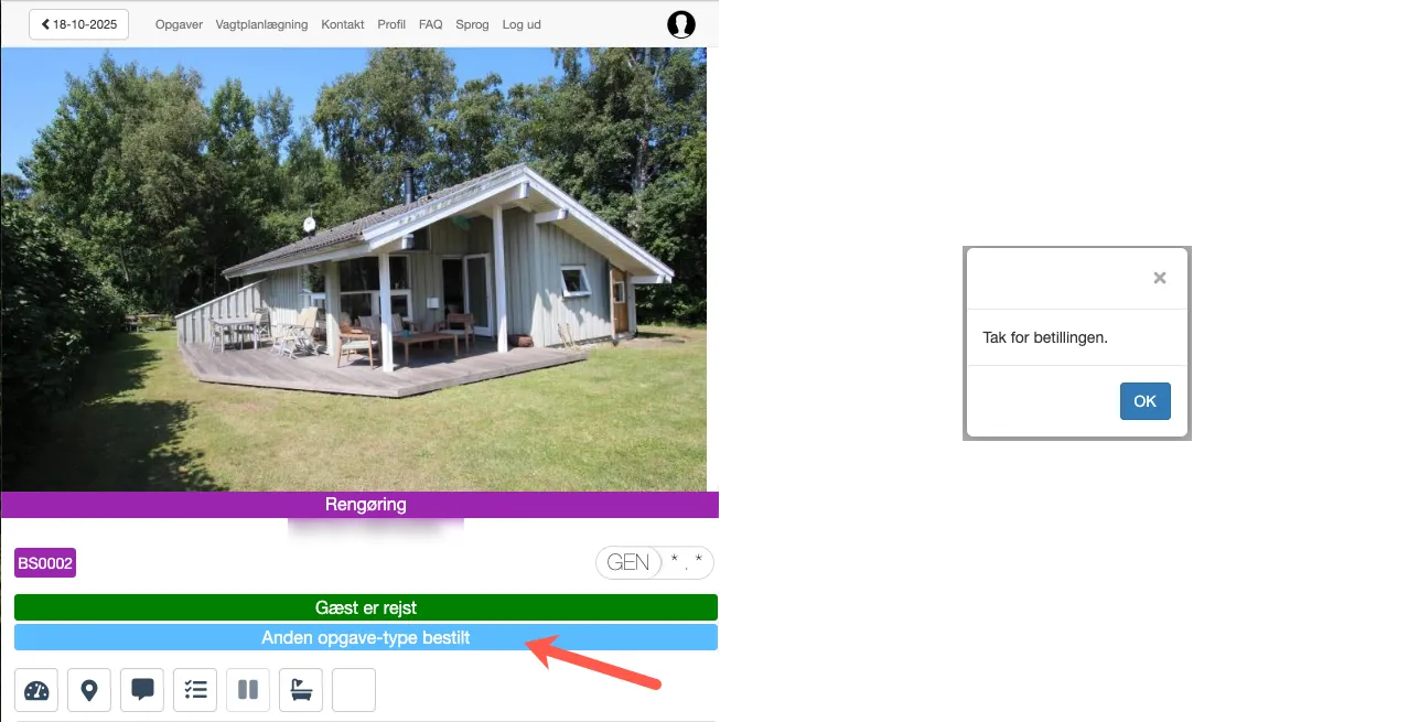 Bekæftelse på at opgavebestillingen er sendt