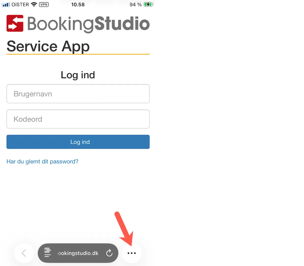 Klik på de 3 prikker i bunden af mobilen