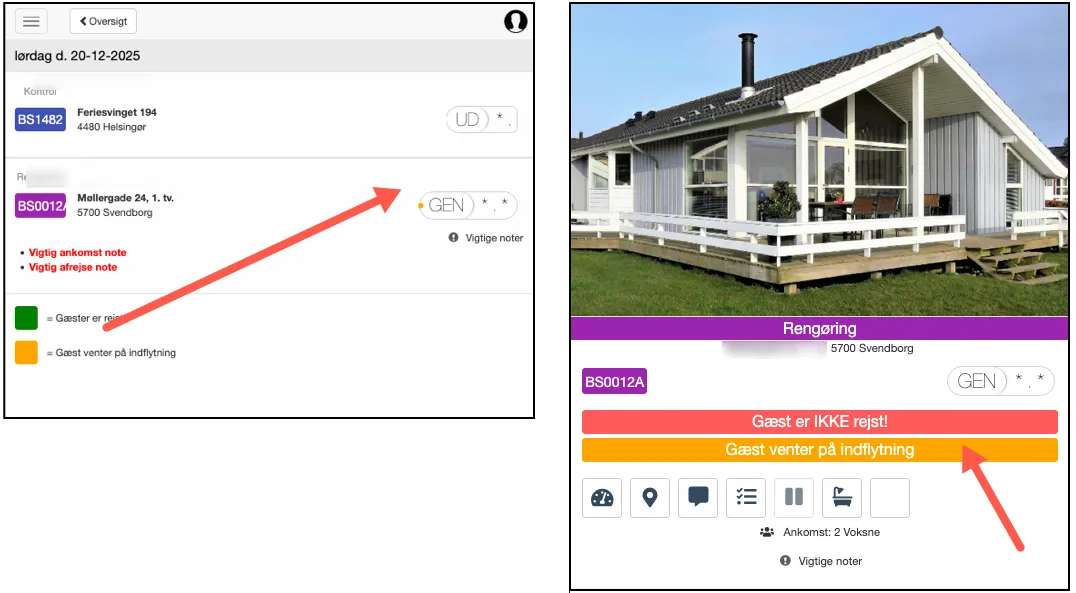 Info om at en gæst venter