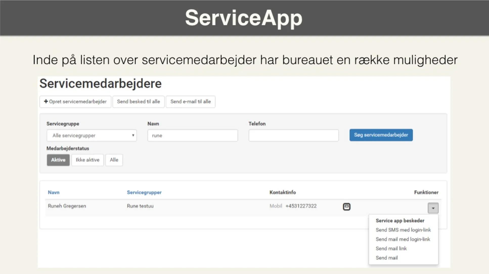 Service App muligheder i BookingStudio