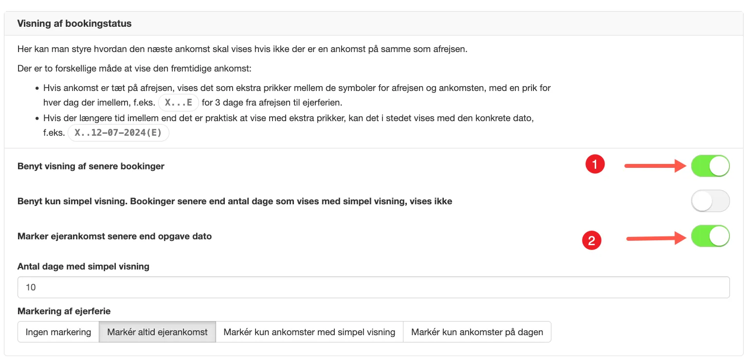 Visning af bookingdata