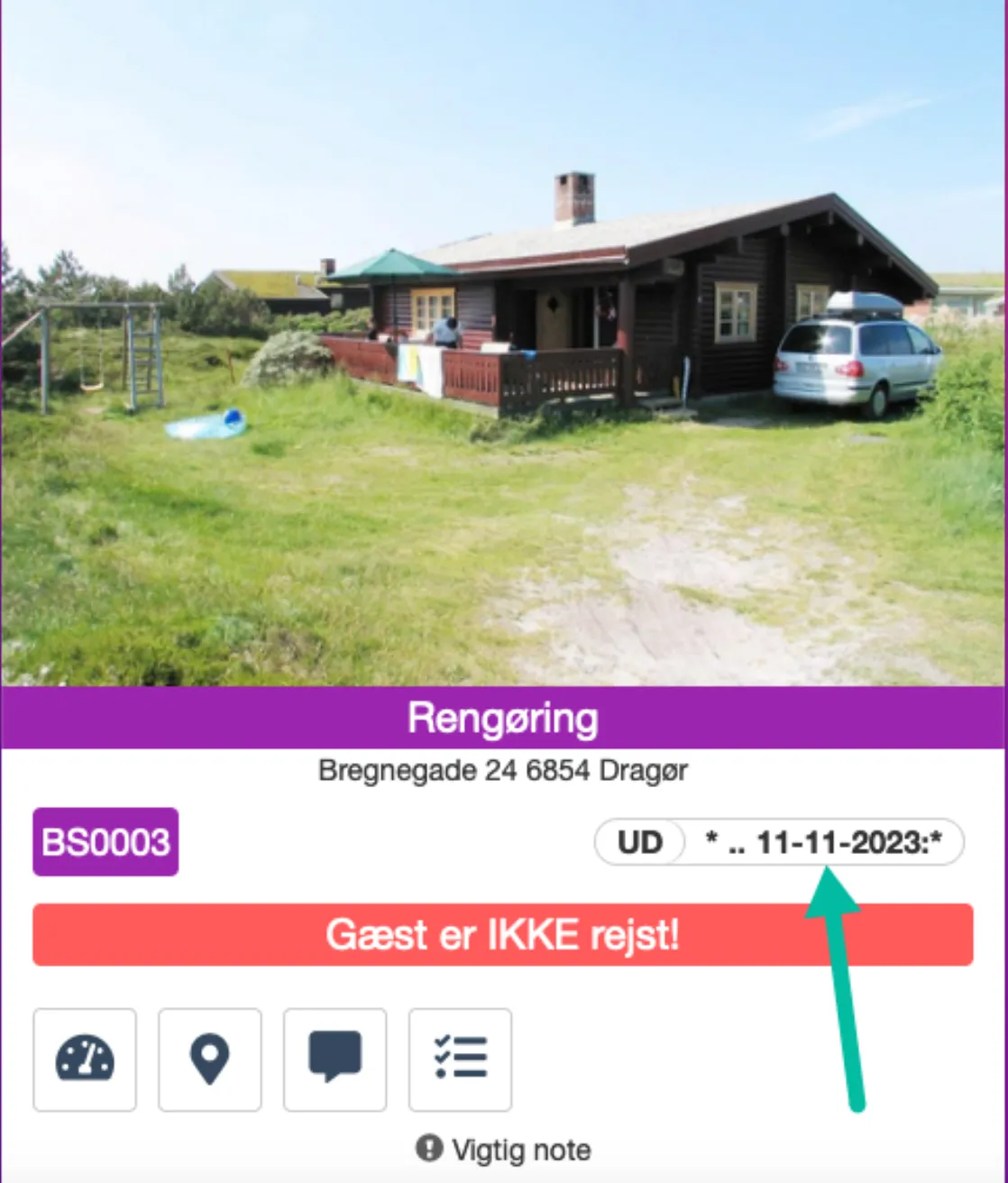Visning i service App'en