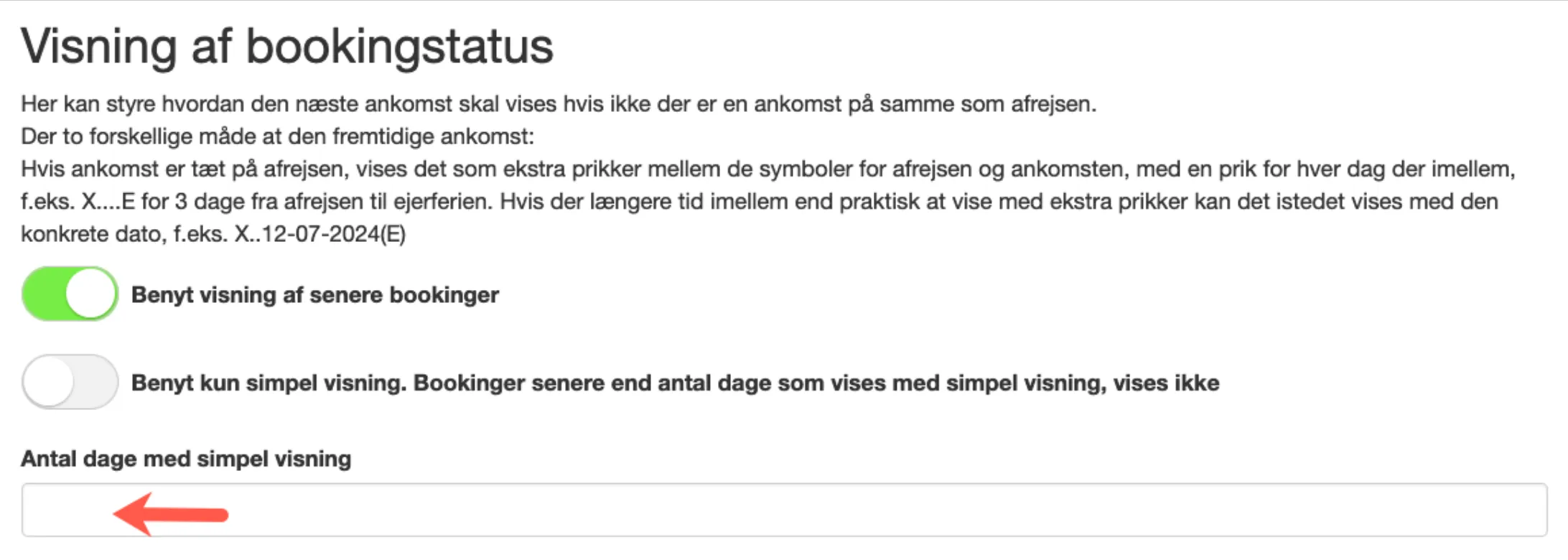 Antal dage i simpel visning