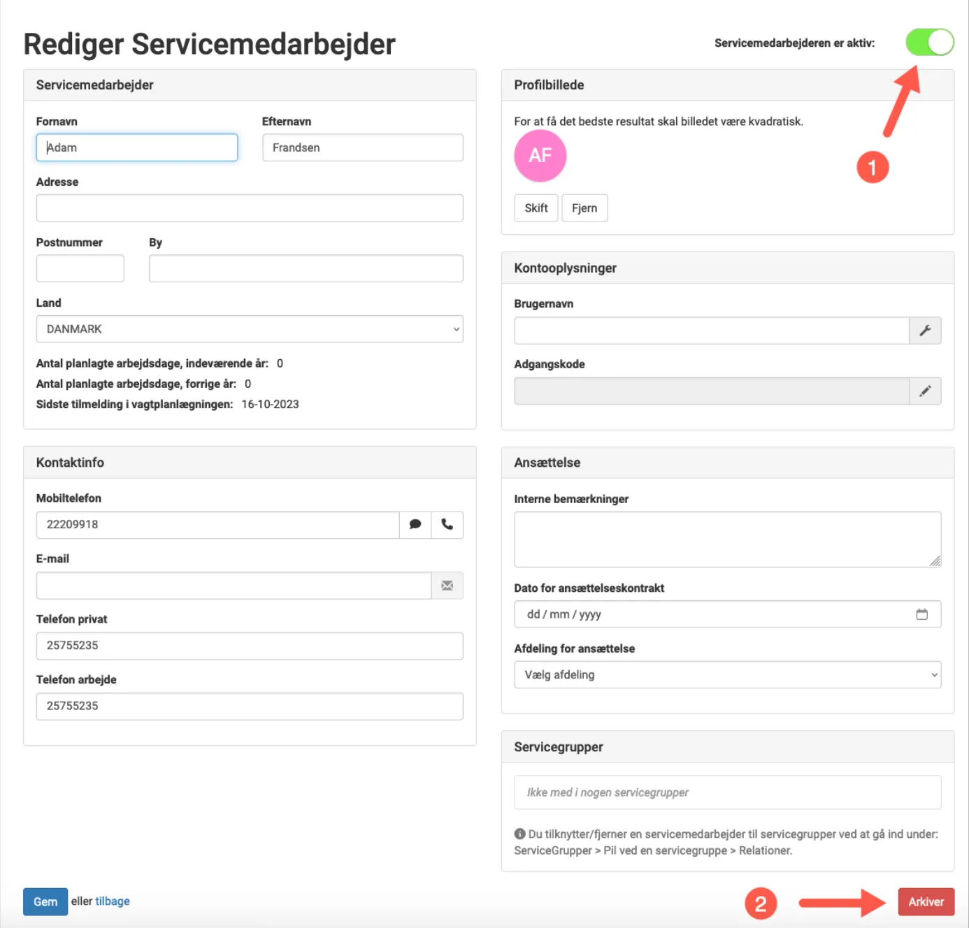 Medarbejder skal arkiveres