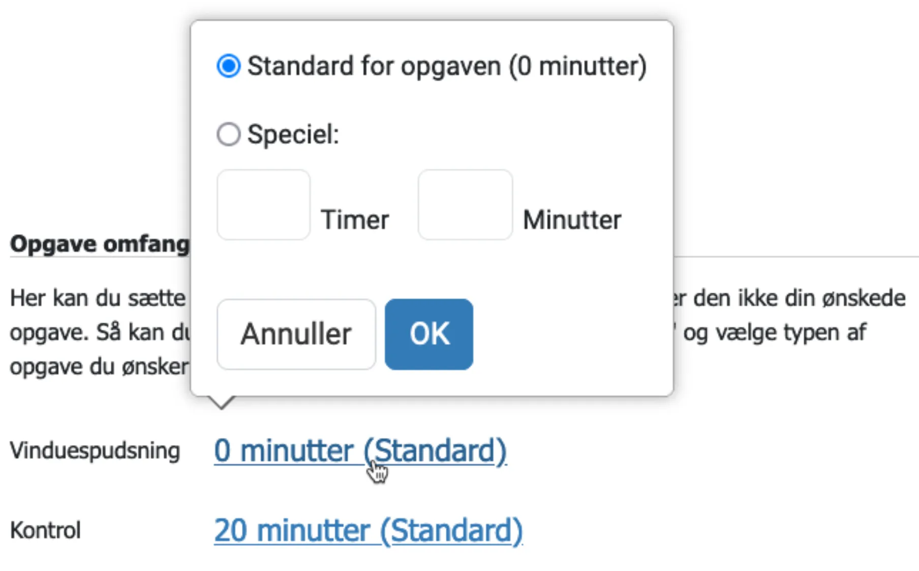 Opgavens omfang