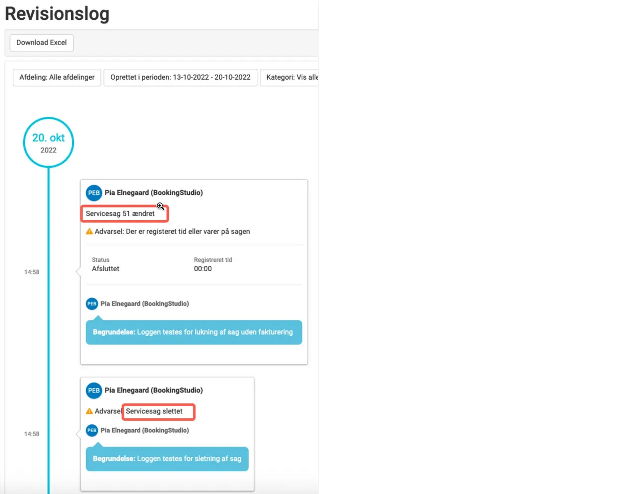 Visning for ændringer