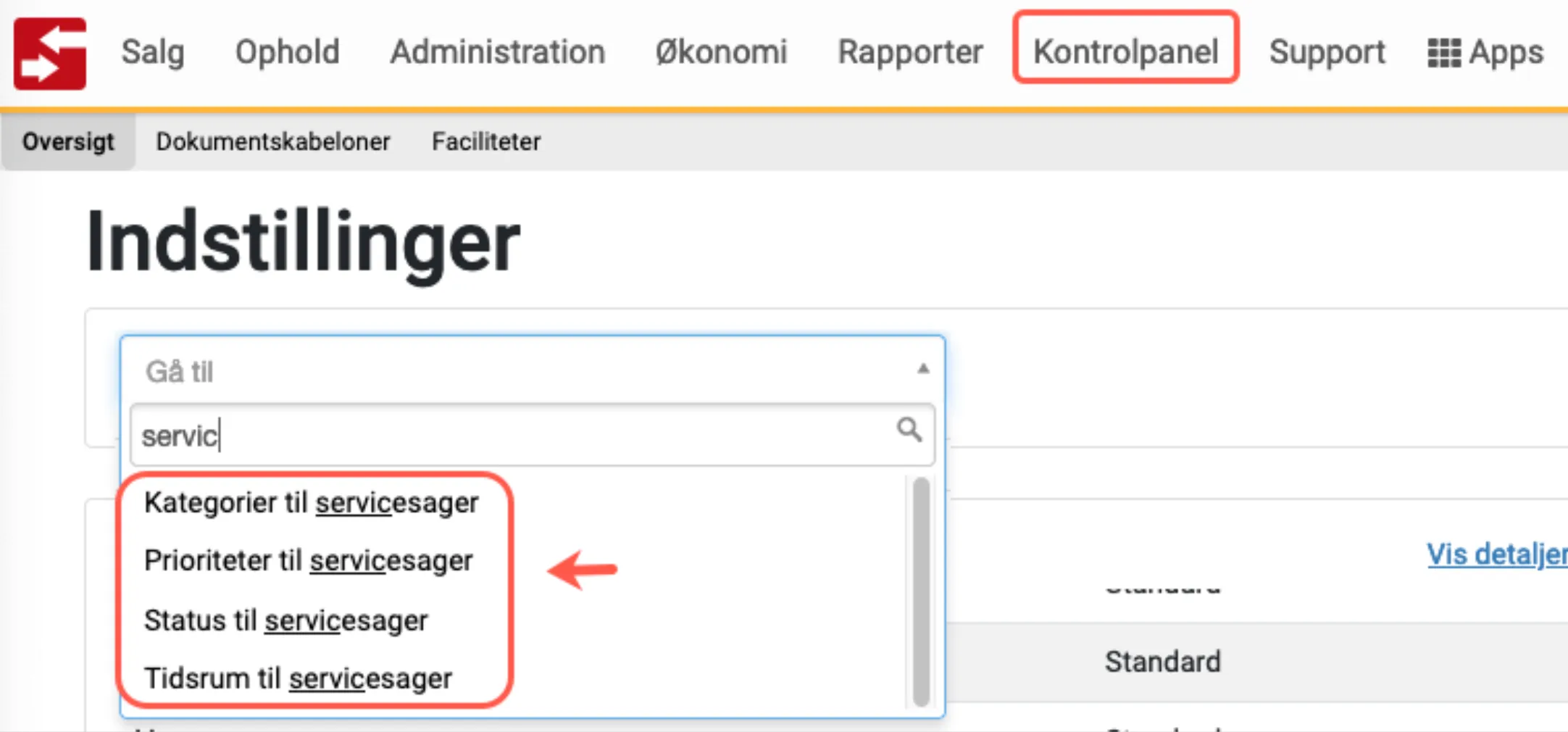 Opret servicesager