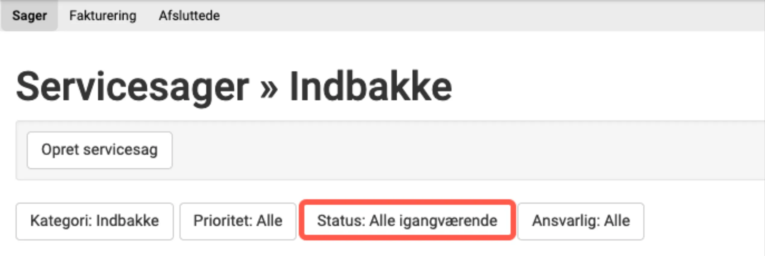 Servicesager indbakke