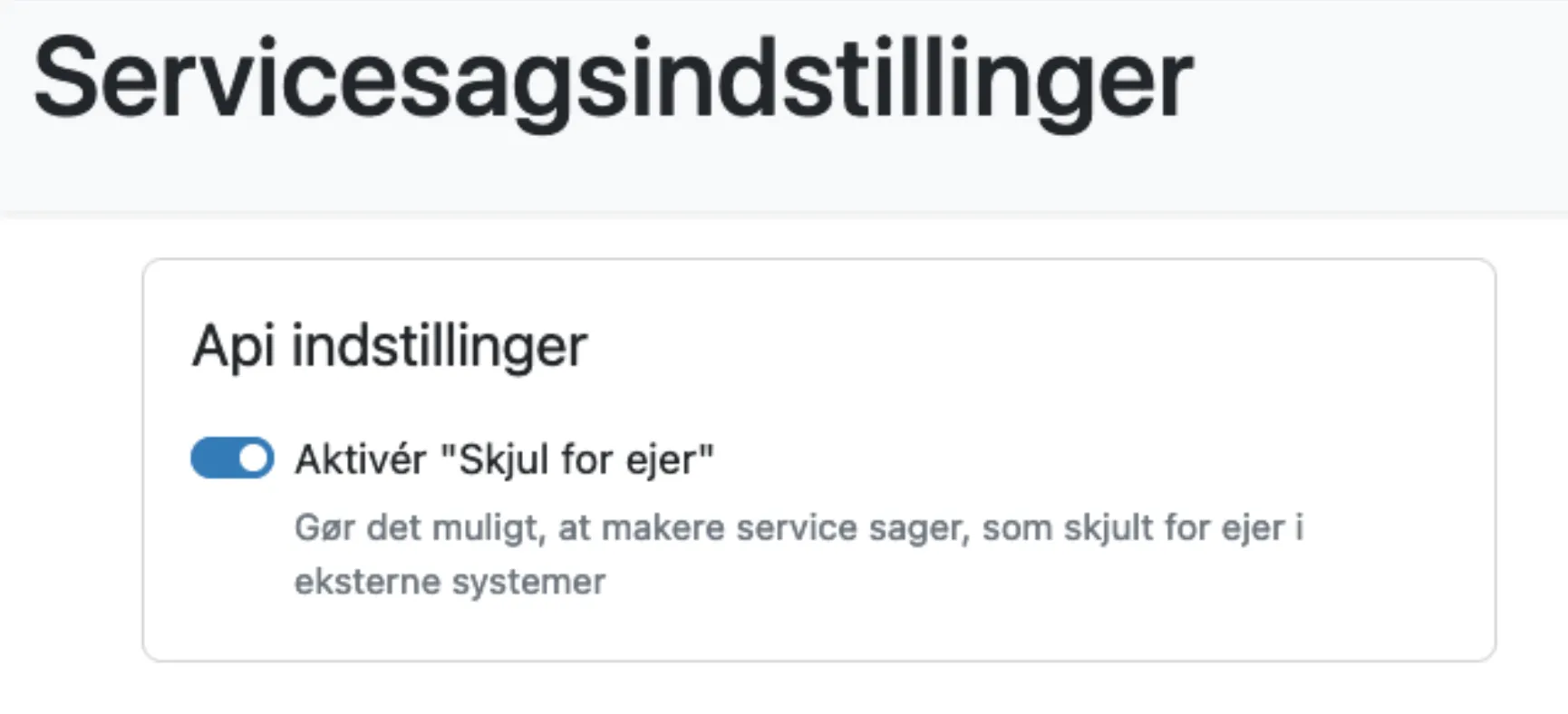 Servicesagsindstillinger