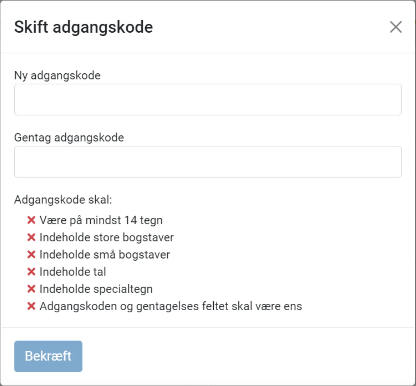 Skift brugers kodeord