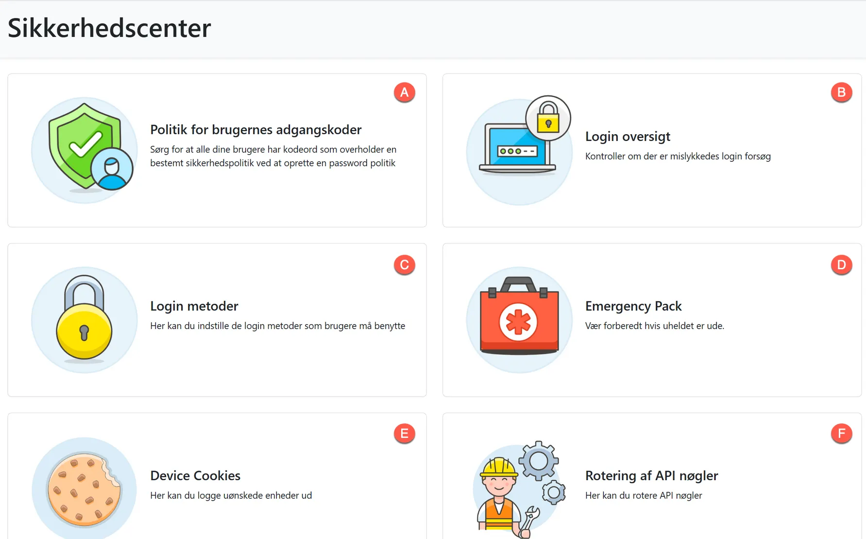 Sikkerhedscenter områder