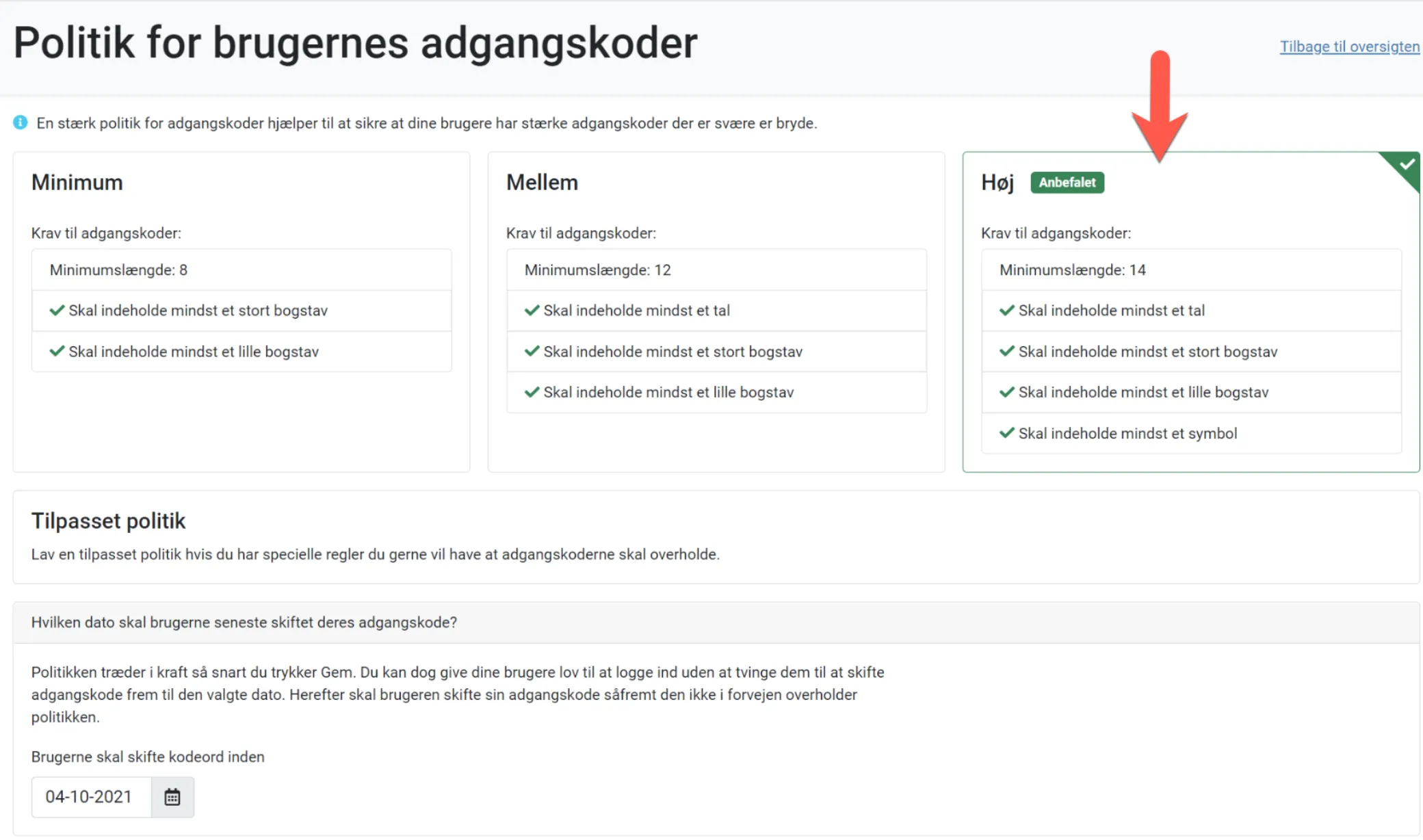 Brugernes adgangskoder