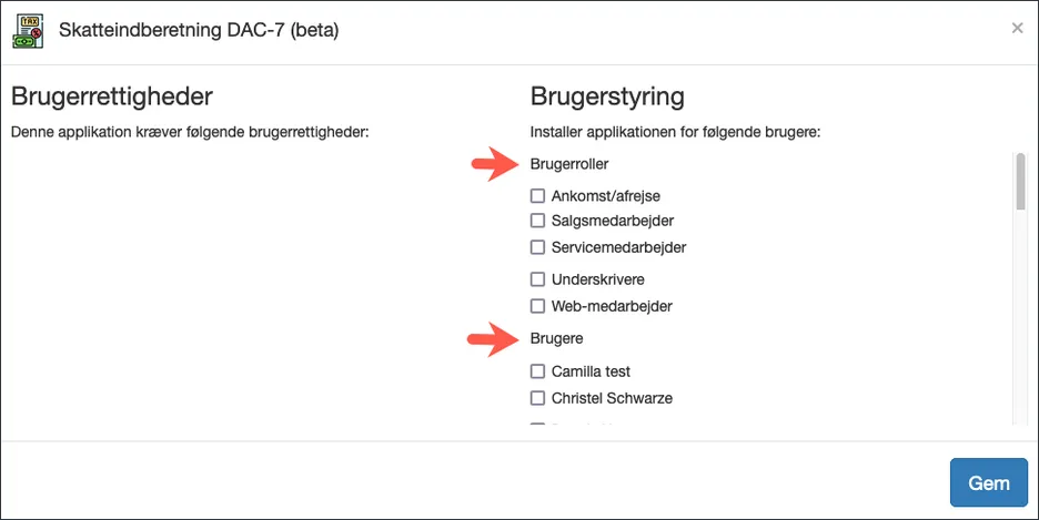Brugerstyring af Skatteindberetnings app