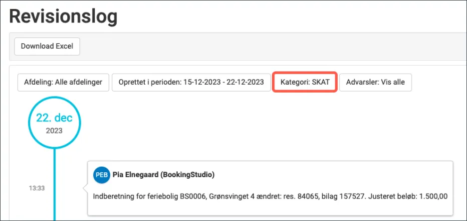 Se ændringer i revisionsloggen