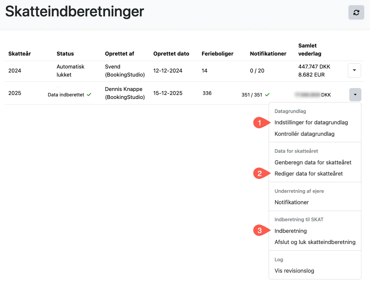 Efterkorrigér en skatteindberetning