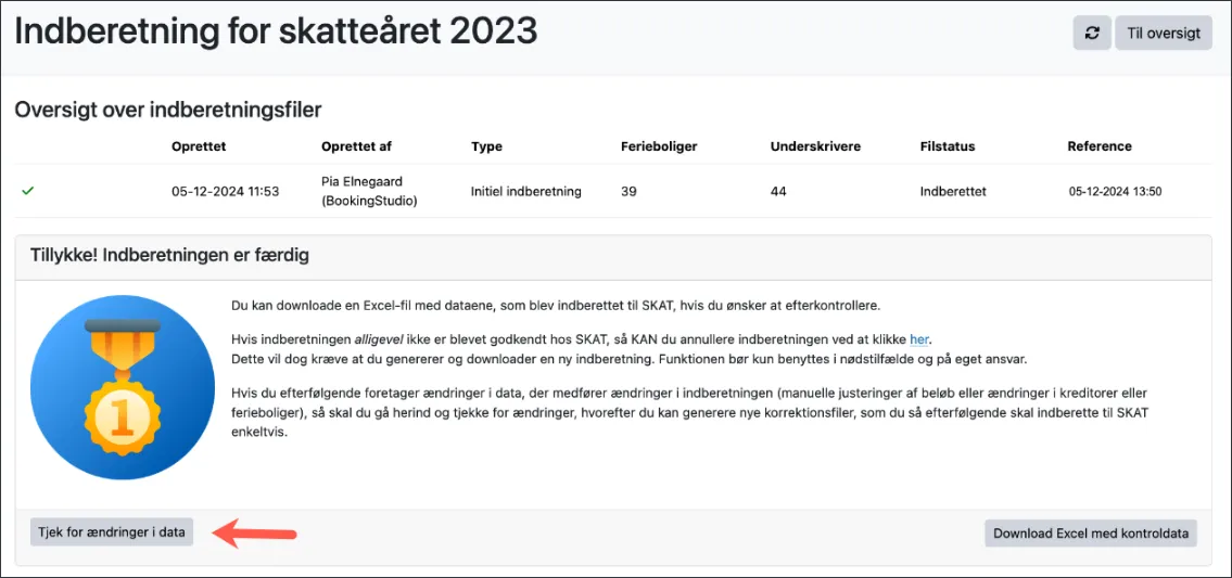 Tjek for ændringer i data