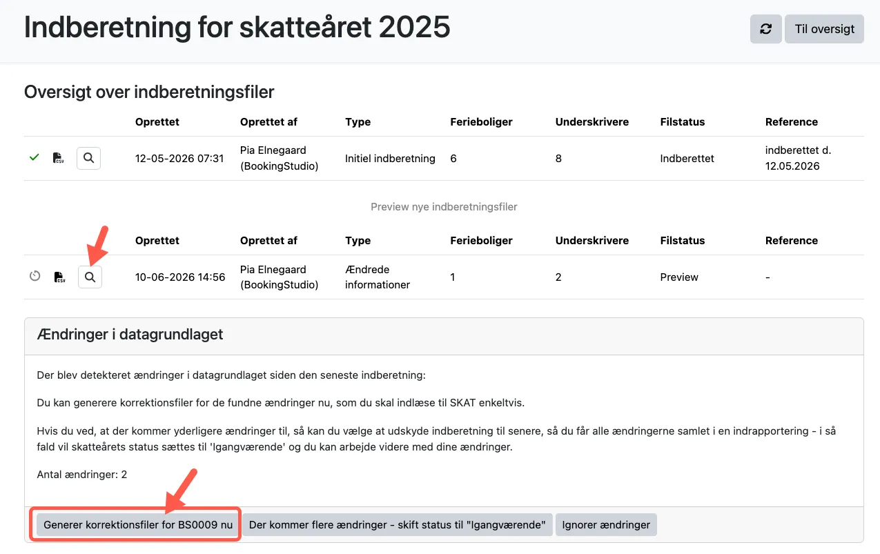 Generer korrektionsfiler for ferieboligen