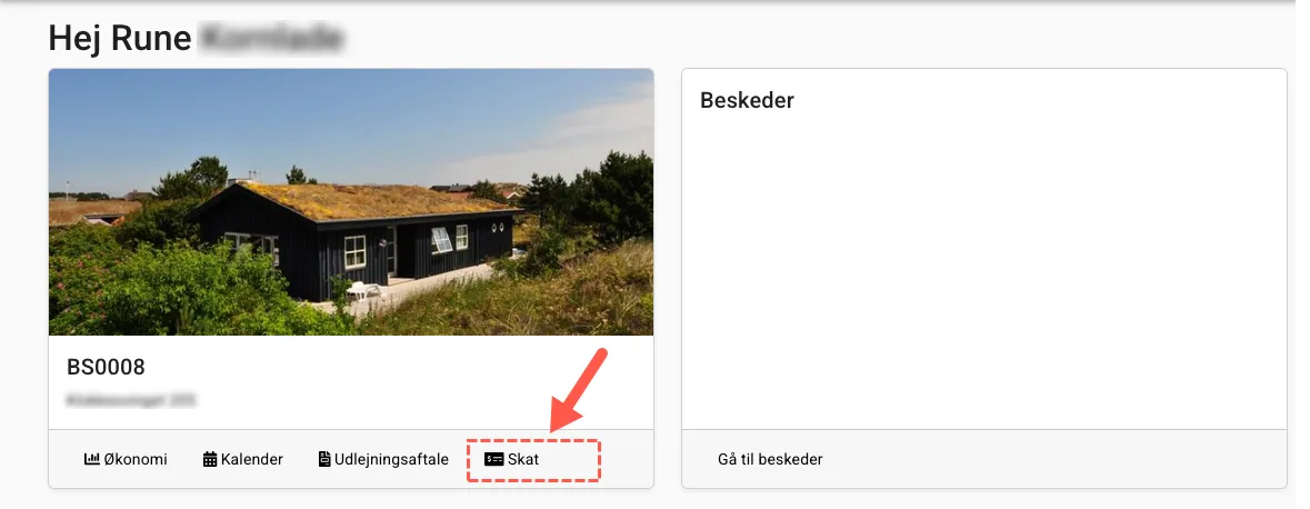 Link til skatteoplysningerne i ejer app'en