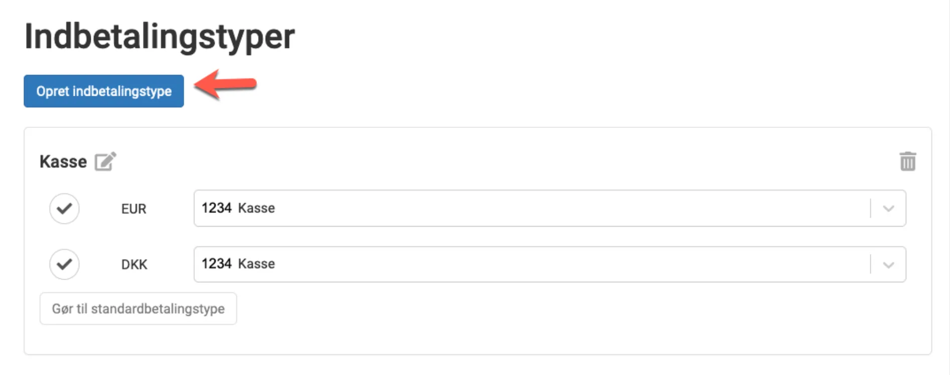 Opret indbetalingstype