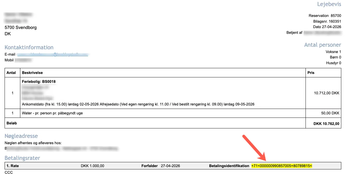 Visning af betalingsidentifikationer