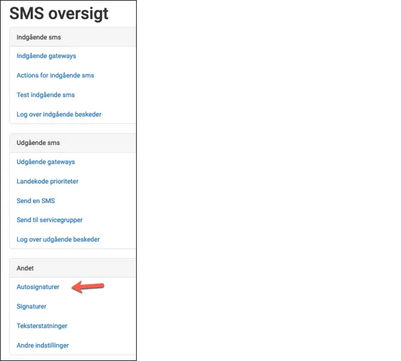 SMS opsætning