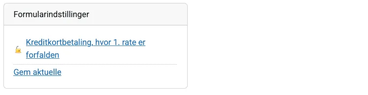 Genveje til søgeindstillinger ligger i området formularindstillinger