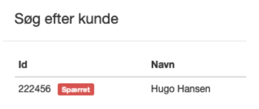 Spærring vist med rødt felt