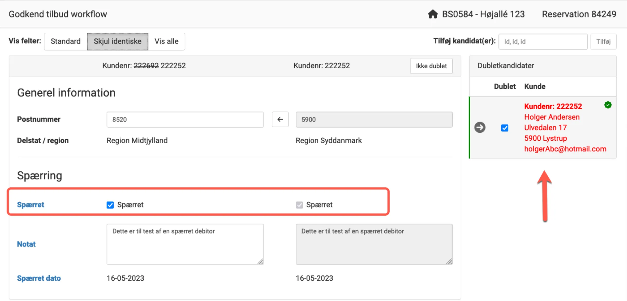 Spær denne debitor