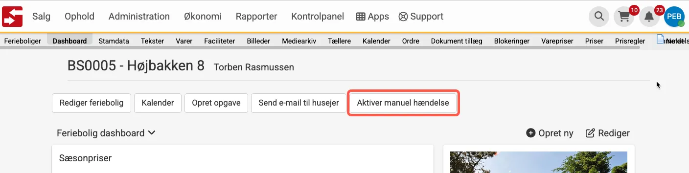 Aktiver manuel hændelse