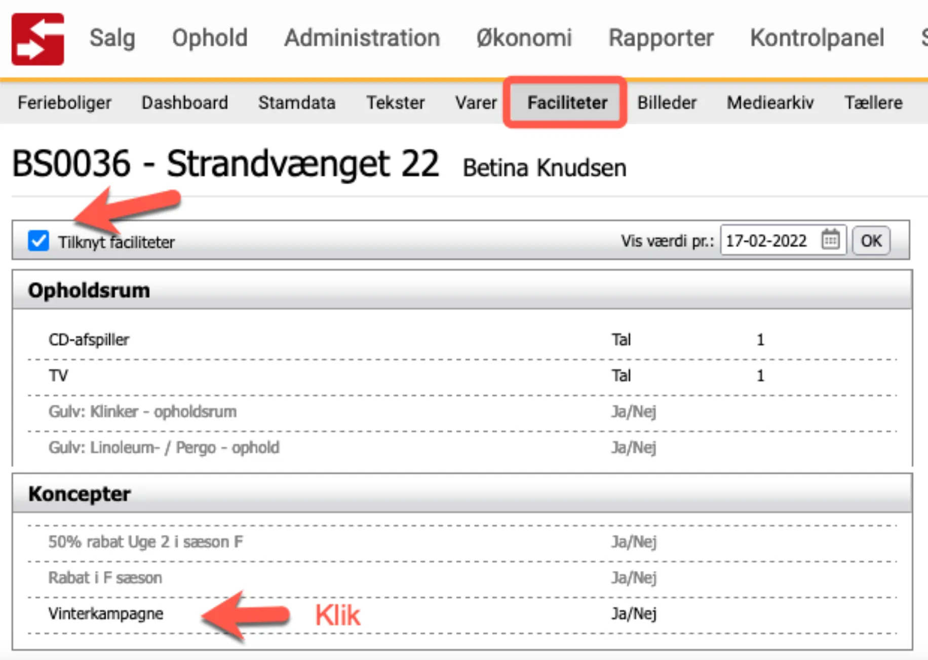 Tilknyt facilitet til en feriebolig