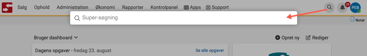 Åben for supersøgeren ved at klikke på lup ikonet