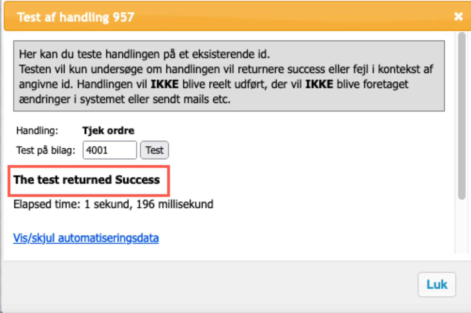 Test viser succes