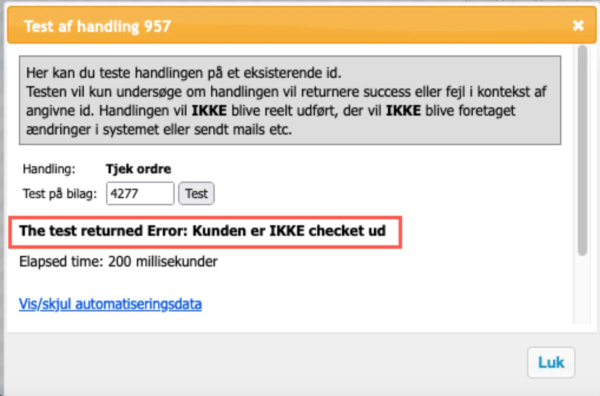 Test viser fejl