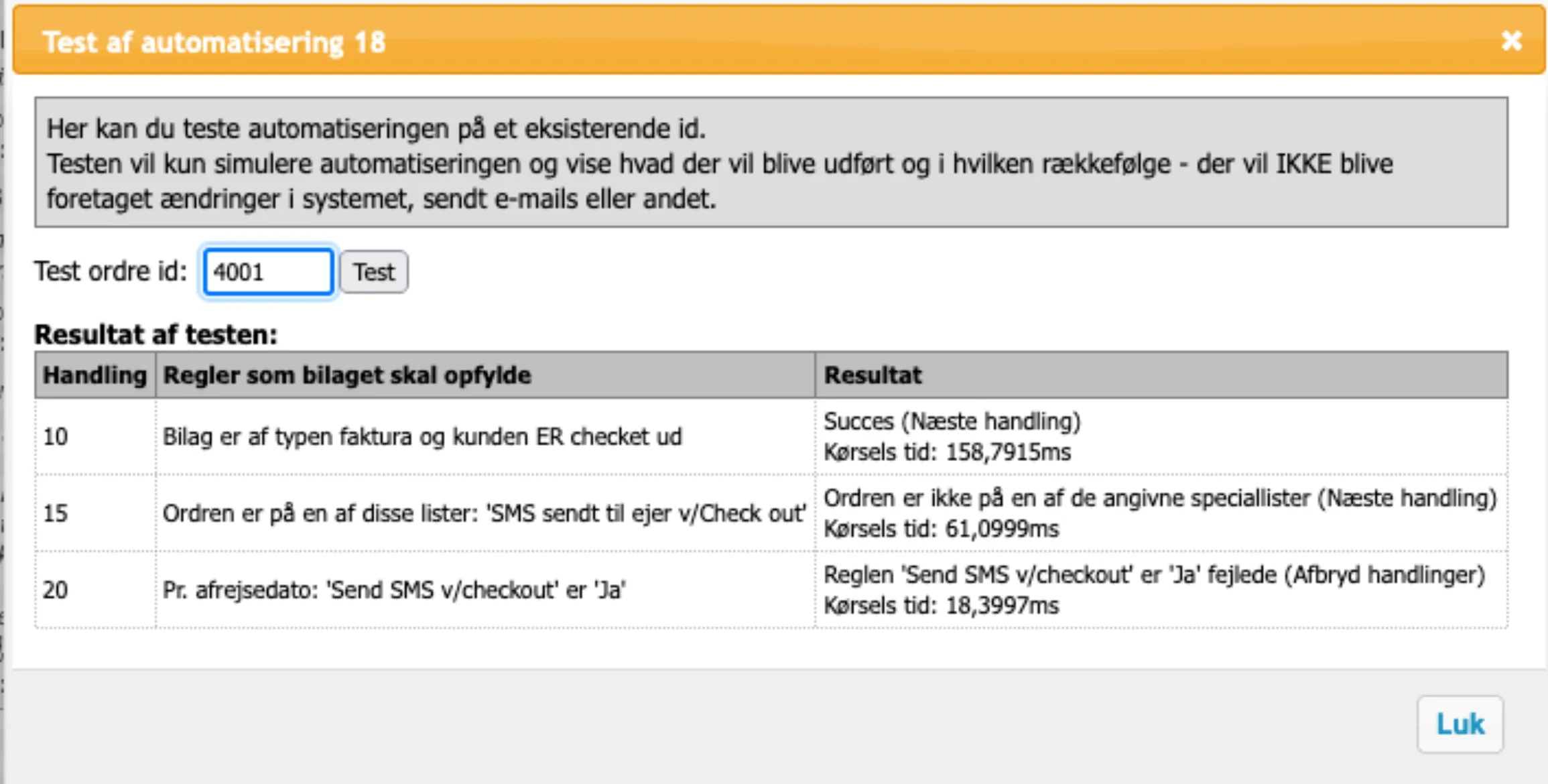Dette viser test af automatisering