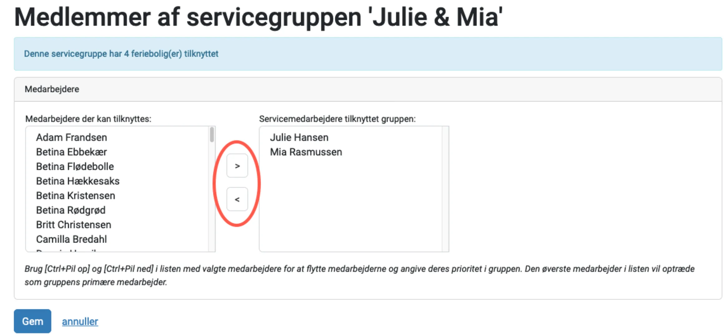 Tildel medarbejdere