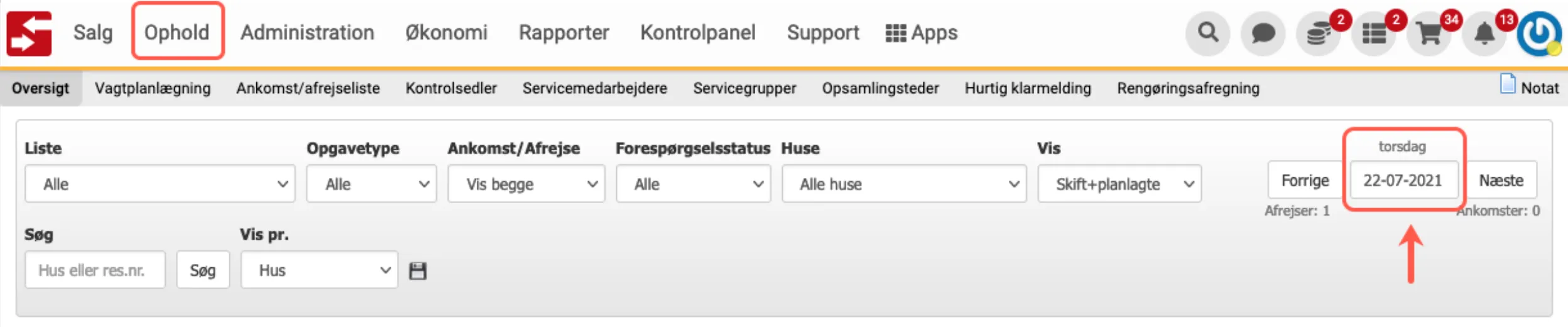 Serviceoversigten