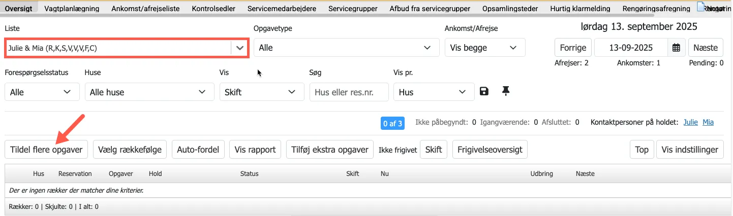 Tildel opgaver via servicegruppe