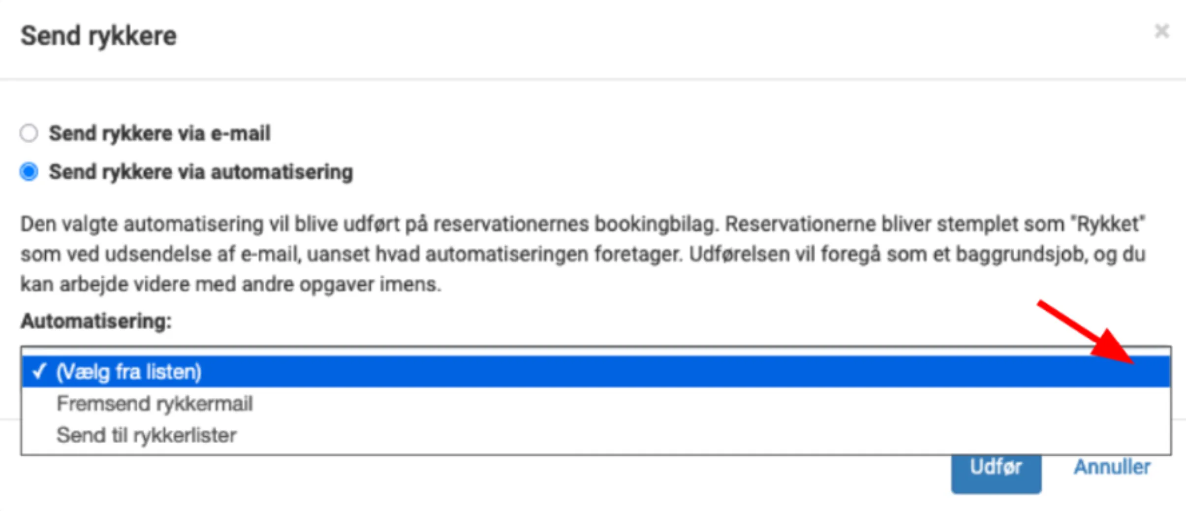 Send rykkere via automatisering