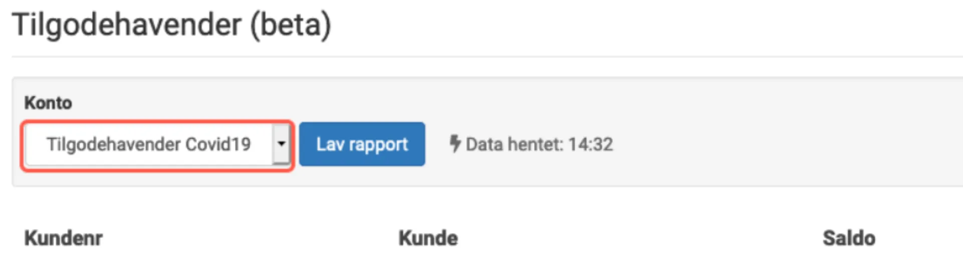 Oversigt over kunder der har noget tilgode