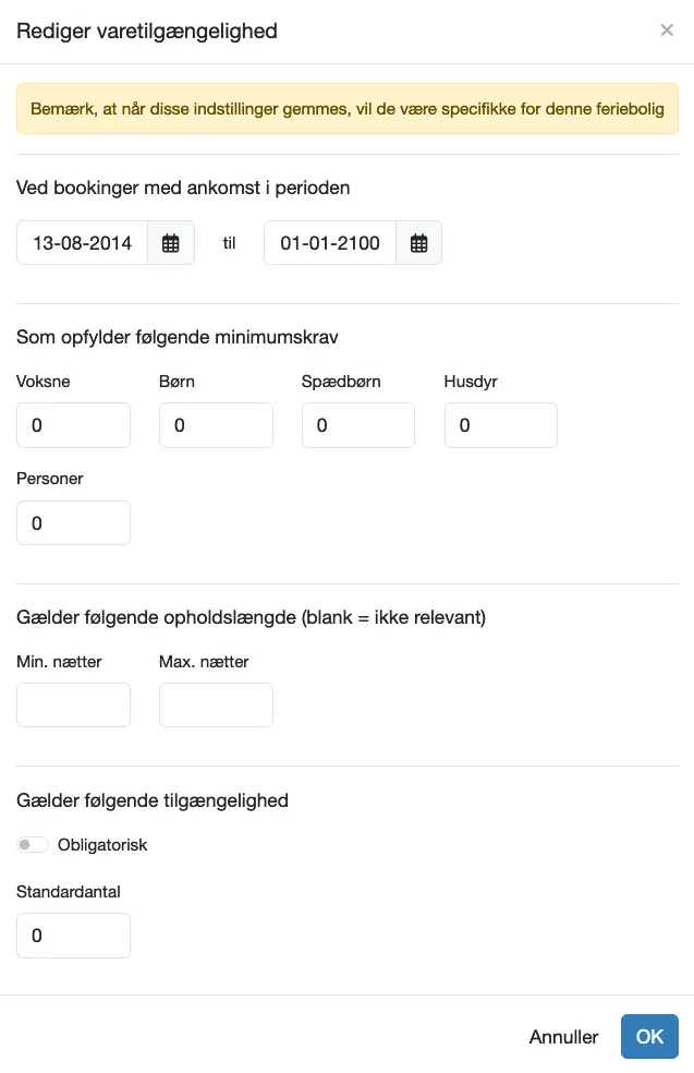 Rediger varetilgængelighed