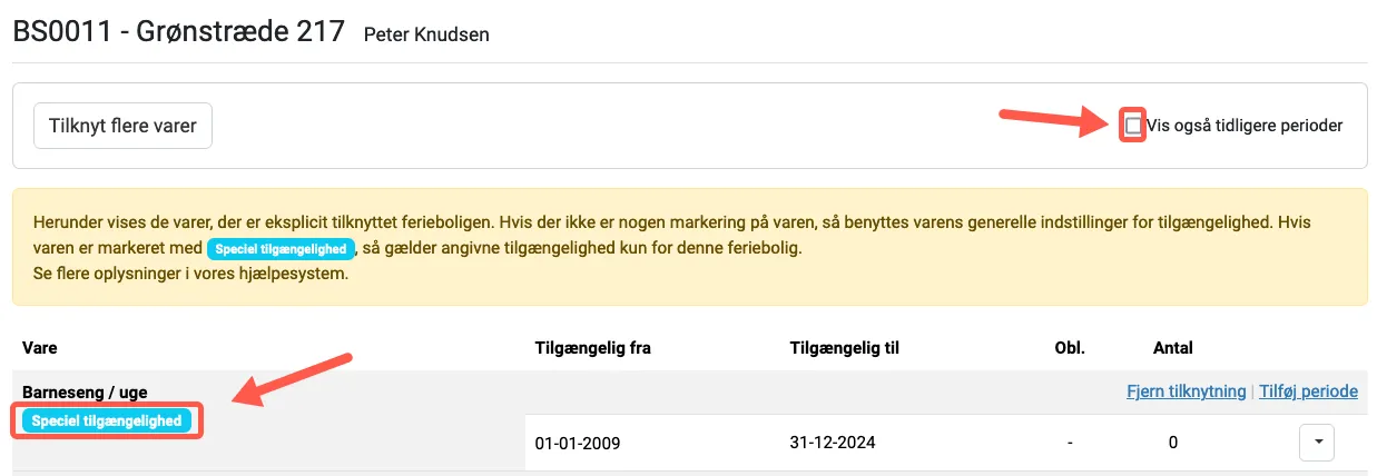 Tydelig visning af speciel tilgængelighed