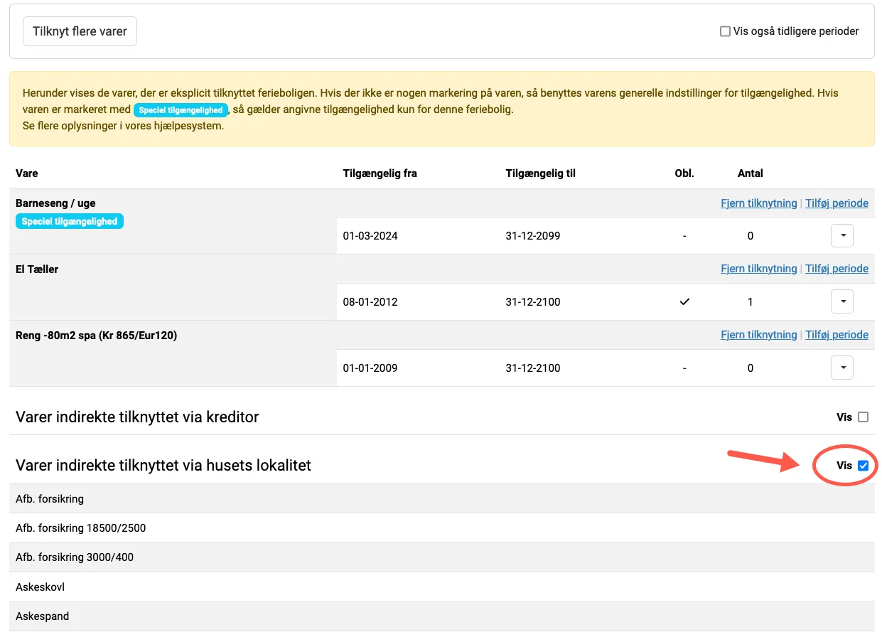 flere perioder med speciel tilgængelighed