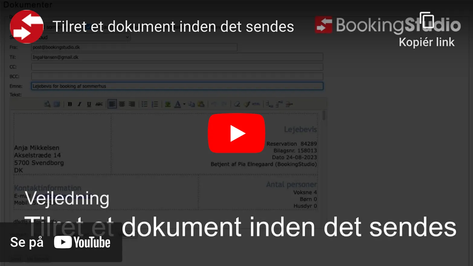 Tilret et dokument inden det sendes til en kunde