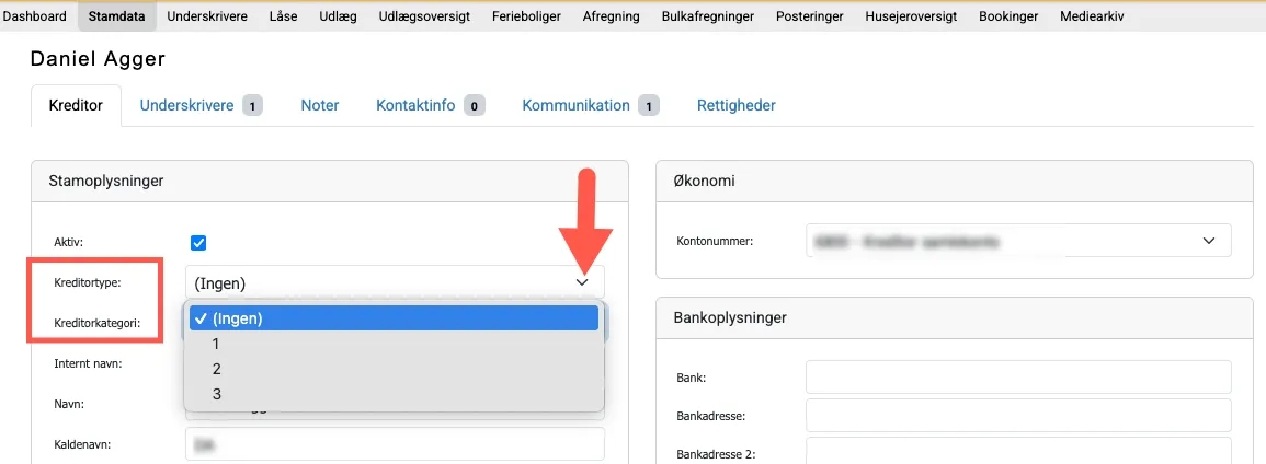 Se oprettede typer eller kategorier