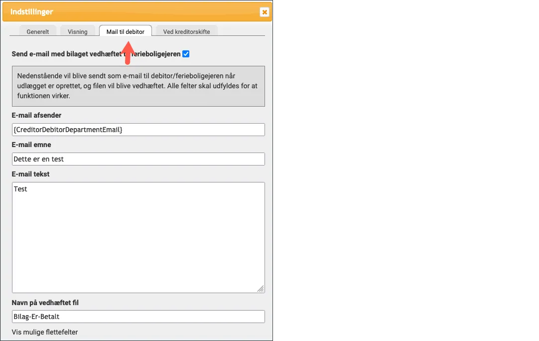 Mail til debitor