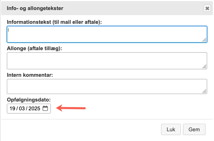 Vælg dato under information