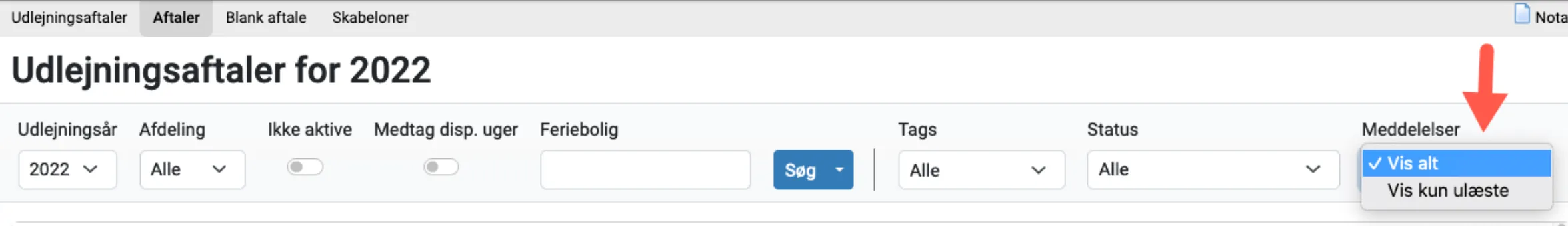 Filtrering af meddelser