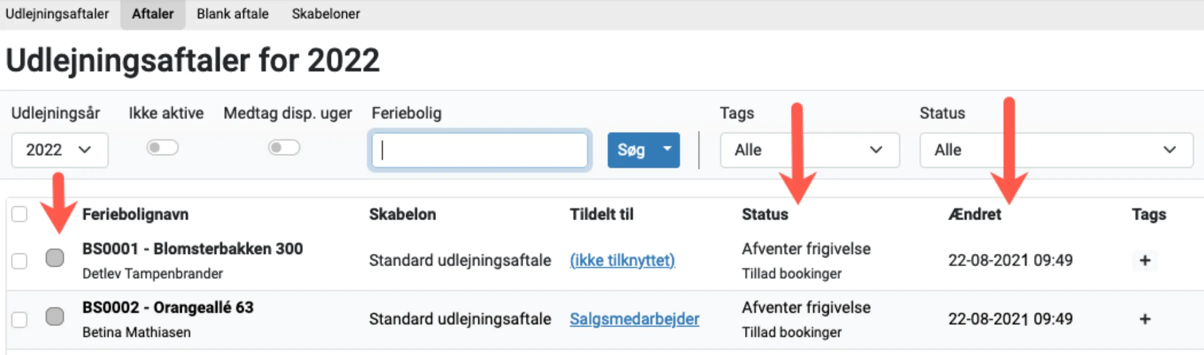 Hvornå er er aftalen oprettet/ændret